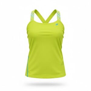 Babolat Women's Lime White Tennis Criss-Cross Tank Performance Top Large